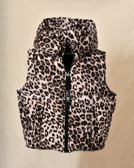 Doudoune sans manches à capuche léopard Ma Petite Capsule