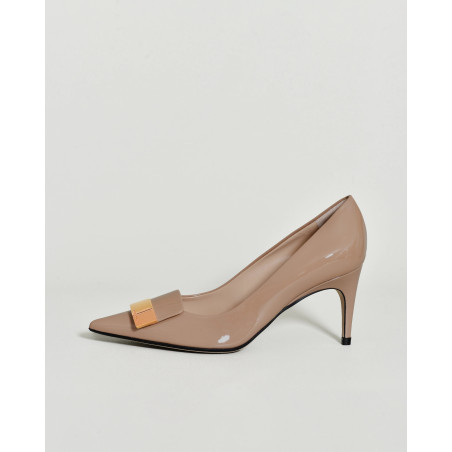 Escarpins vernis à bouts pointus camel Sergio Rossi