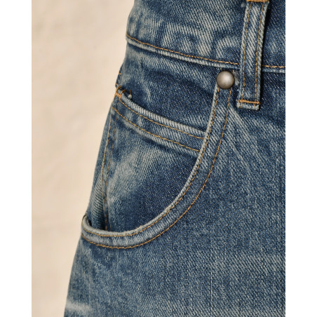 Jean bleu délavé coupe wide leg Front Street