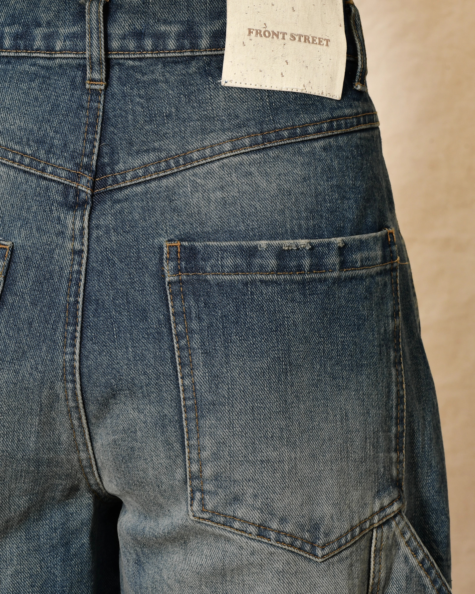 Jean bleu délavé coupe wide leg Front Street