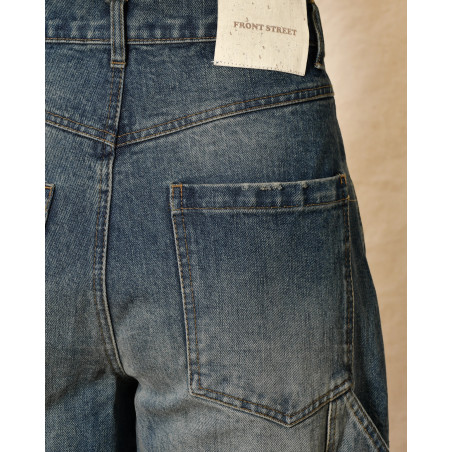 Jean bleu délavé coupe wide leg Front Street