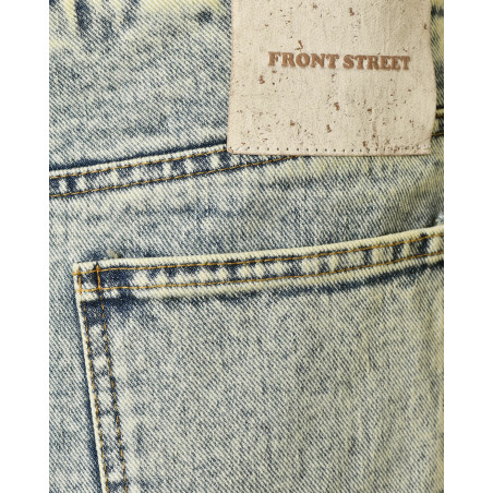 Jean wide leg bleu délavé à ceinture cravate Front Street