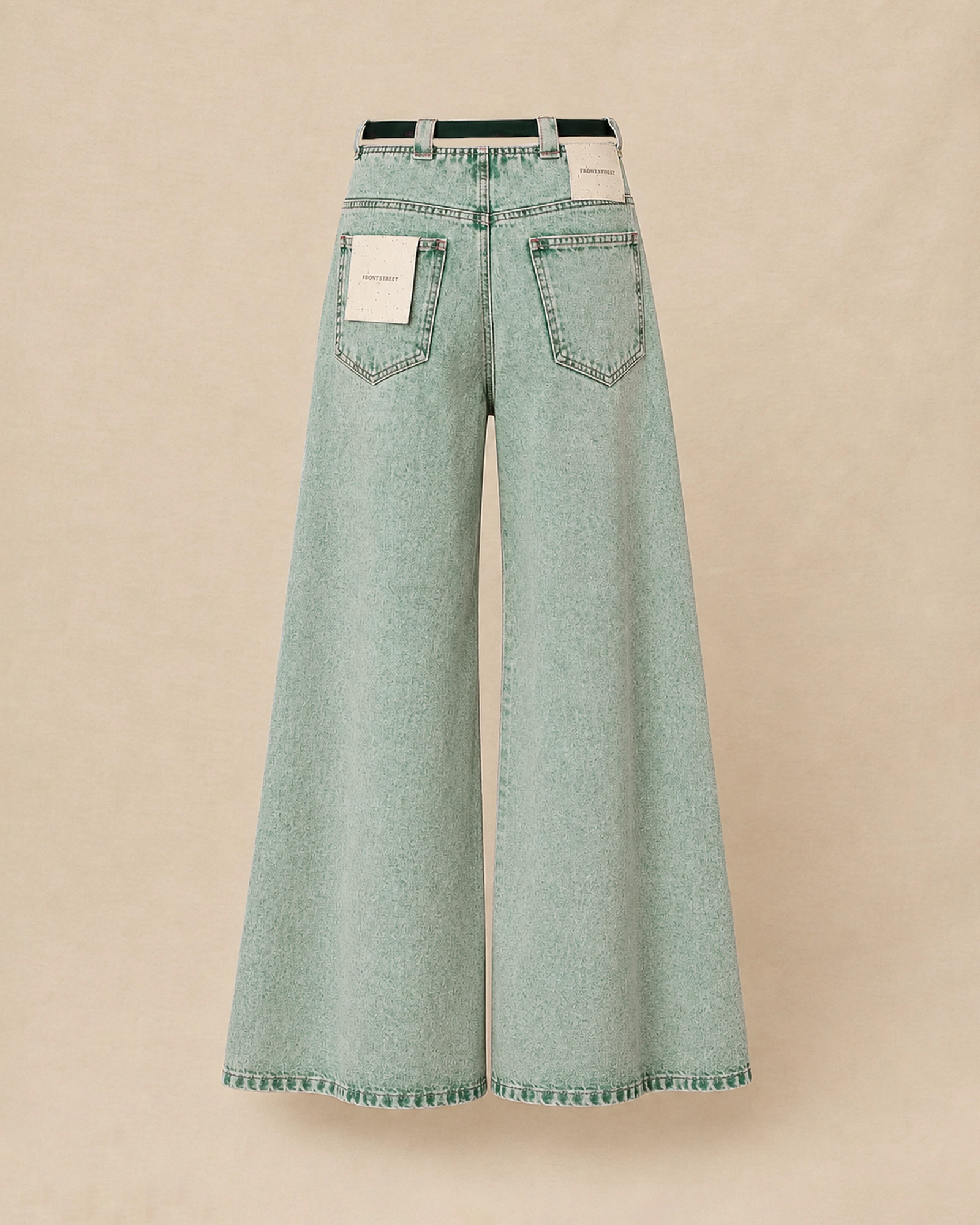 Jean wide leg bleu délavé à ceinture cravate Front Street
