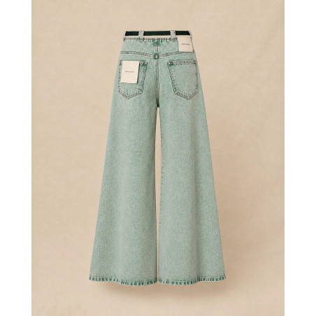 Jean wide leg bleu délavé à ceinture cravate Front Street