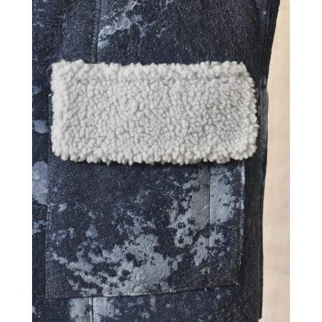 Veste sans manches bleu délavé et peau lainée Possery