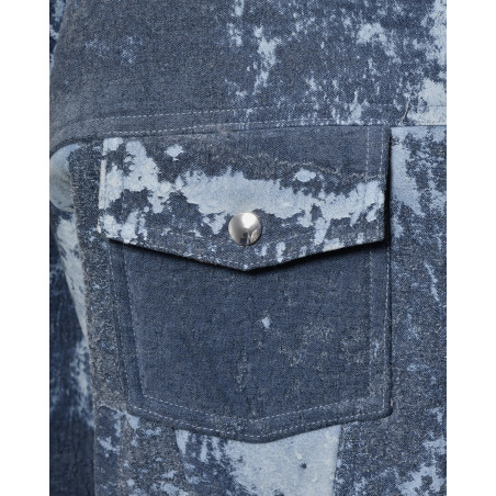 Blouson bleu délavé et peau lainée Possery