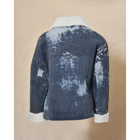 Blouson bleu délavé et peau lainée Possery
