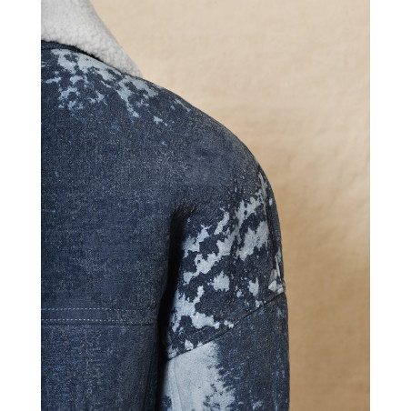 Blouson bleu délavé et peau lainée Possery