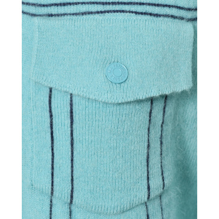 Gilet en maille bleu à surpiqûres contrastantes Ma Petite Capsule