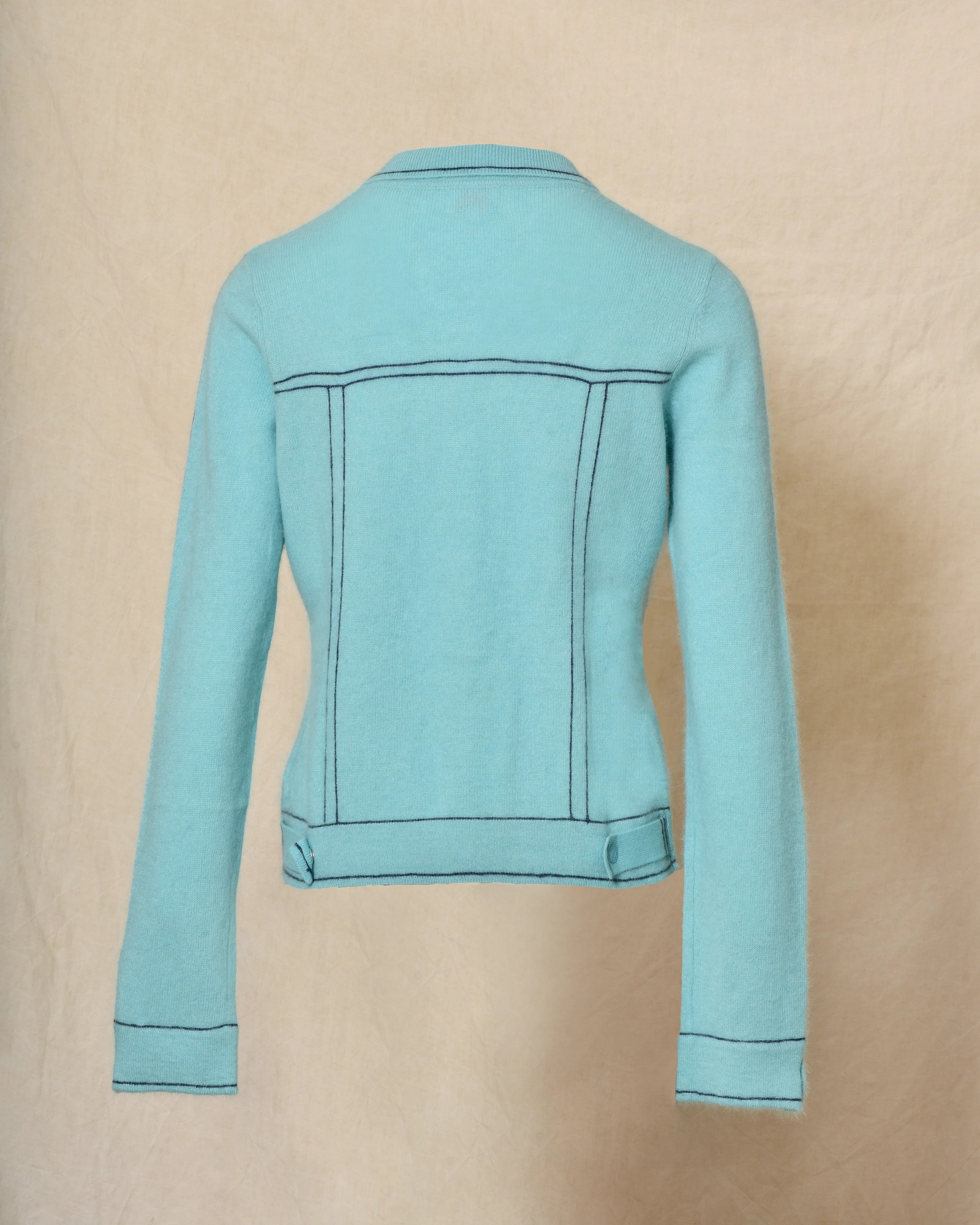 Gilet en maille bleu à surpiqûres contrastantes Ma Petite Capsule