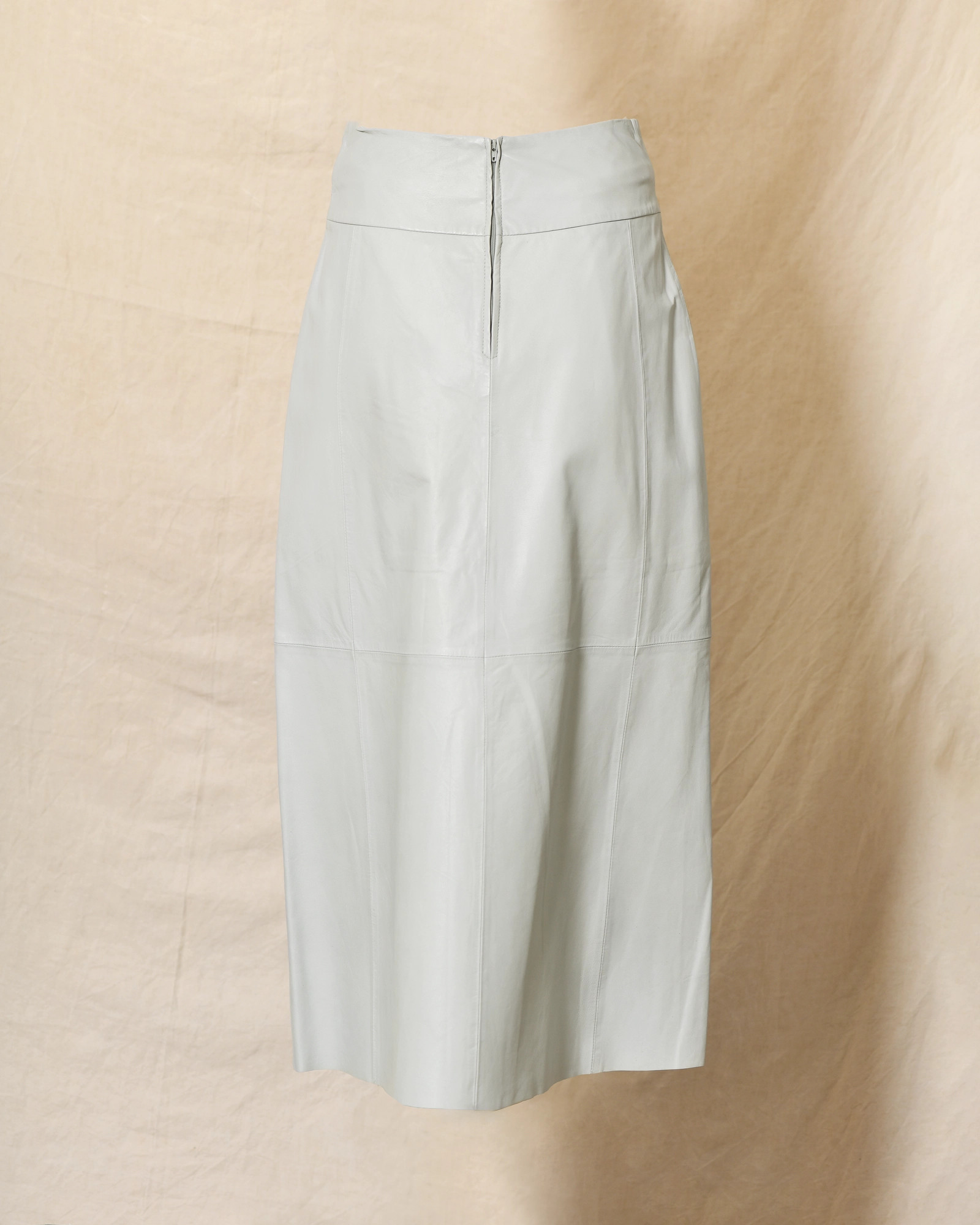 Jupe en cuir gris glacier à taille haute Possery