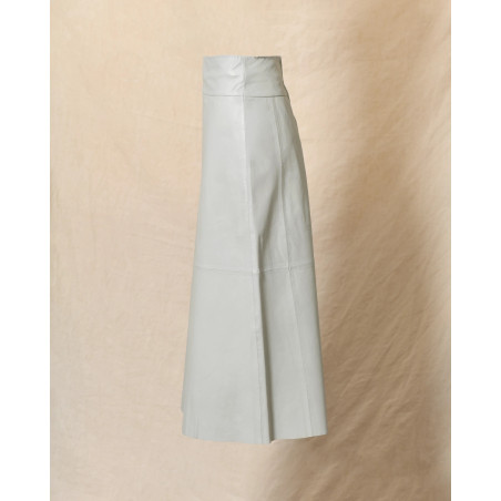 Jupe en cuir gris glacier à taille haute Possery