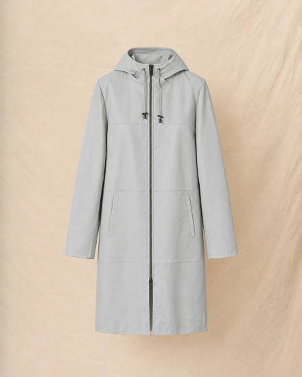 Manteau en cuir gris glacier Possery