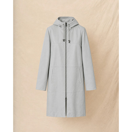 Manteau en cuir gris glacier Possery