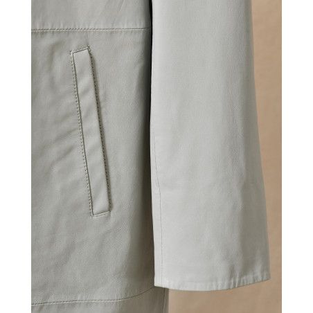 Manteau en cuir gris glacier Possery