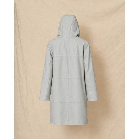 Manteau en cuir gris glacier Possery