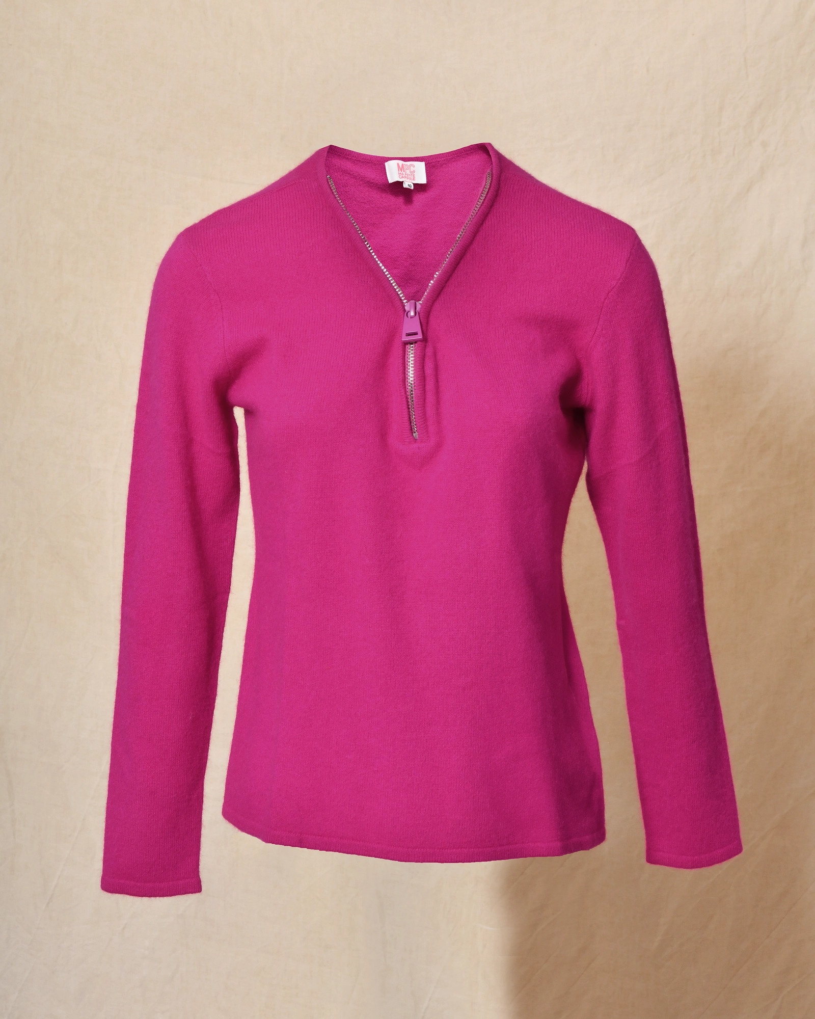 Pull en laine zippé rose fuchsia Ma Petite Capsule