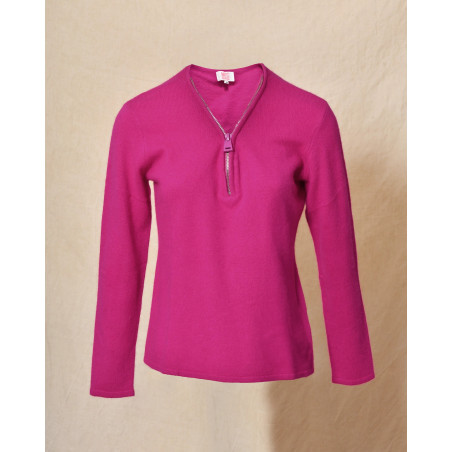 Pull en laine zippé rose fuchsia Ma Petite Capsule
