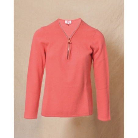 Pull en laine zippé corail Ma Petite Capsule