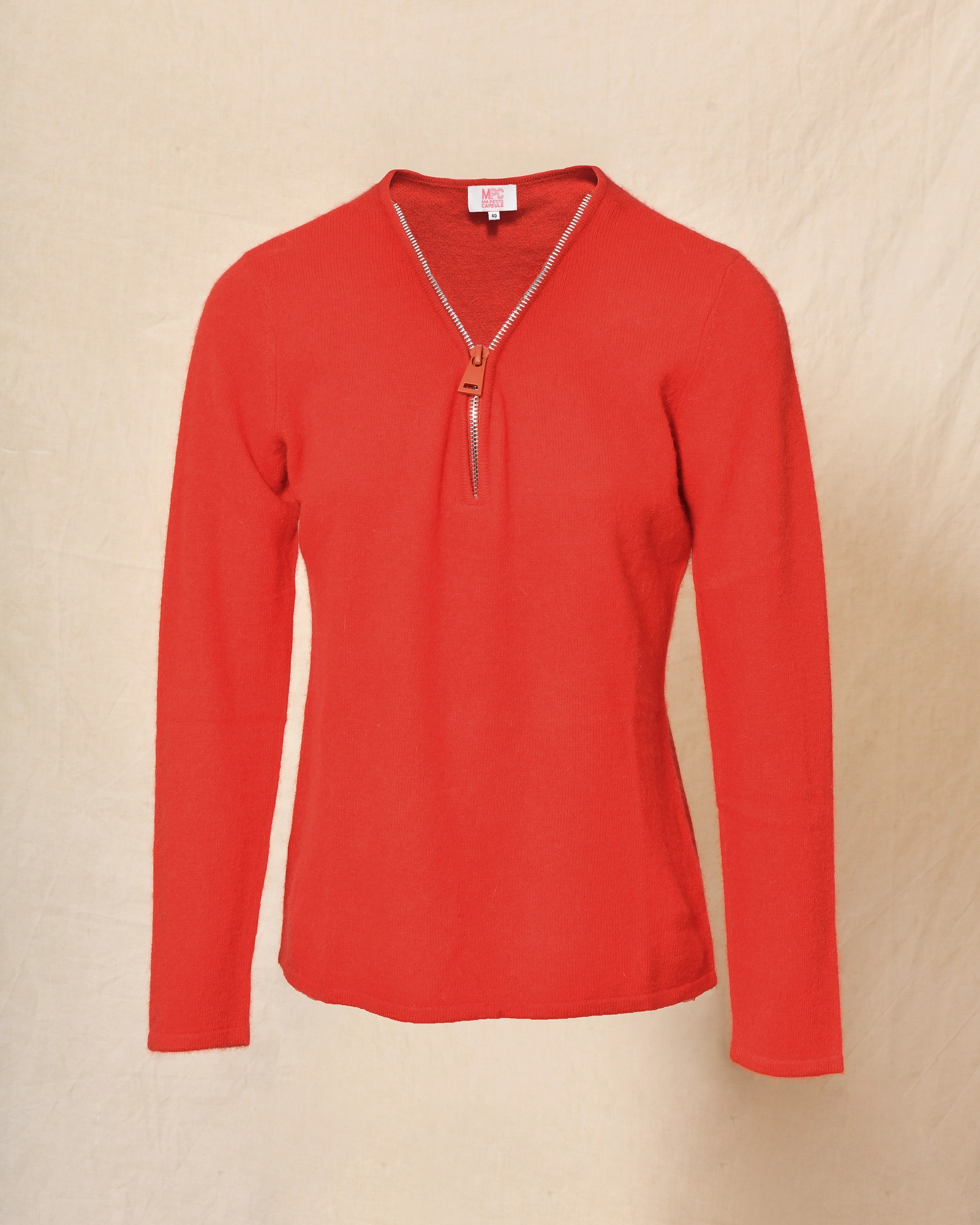 Pull en laine zippé rouge Ma Petite Capsule