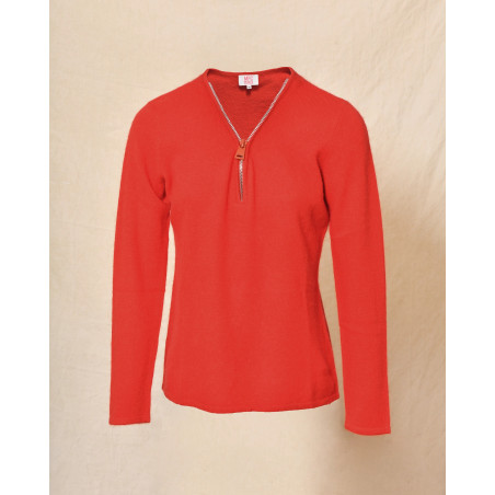 Pull en laine zippé rouge Ma Petite Capsule