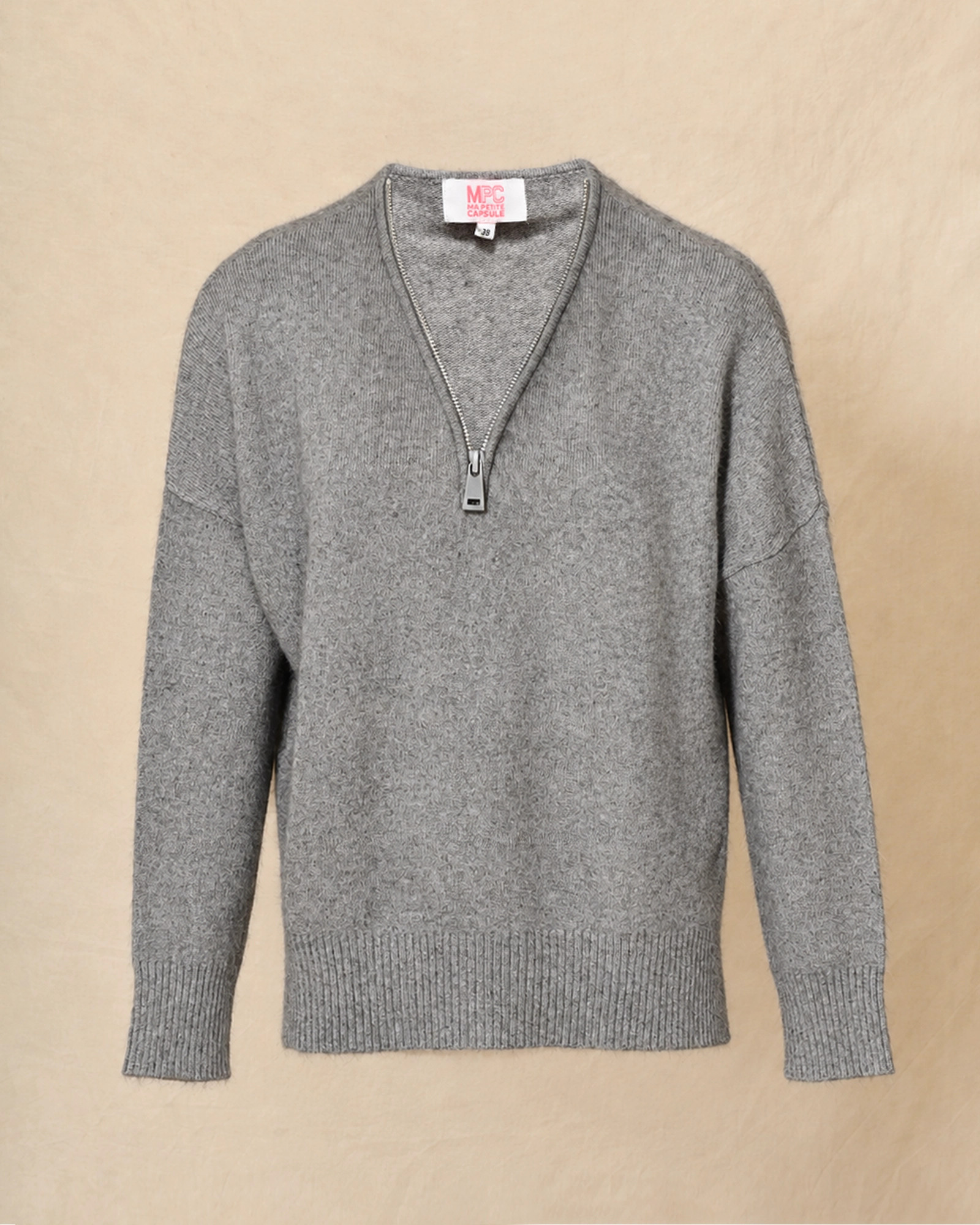 Pull en laine zippé gris Ma Petite Capsule
