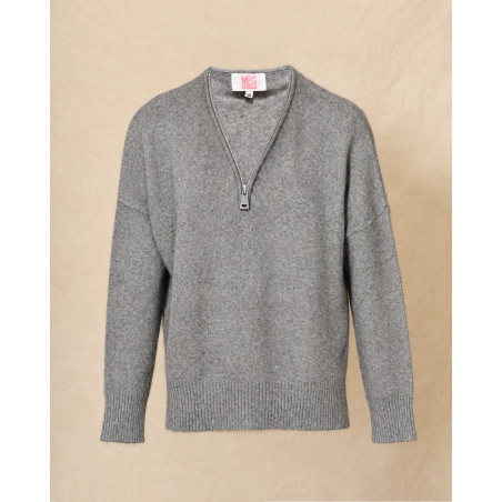 Pull en laine zippé gris Ma Petite Capsule