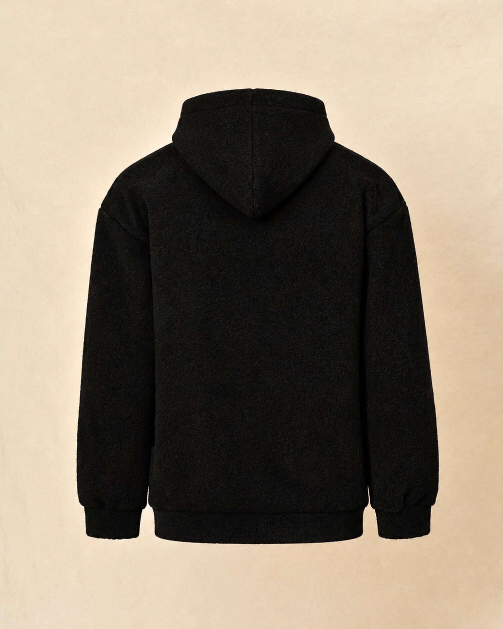 Sweat à capuche zippé en tissu bouclette noir Over-D