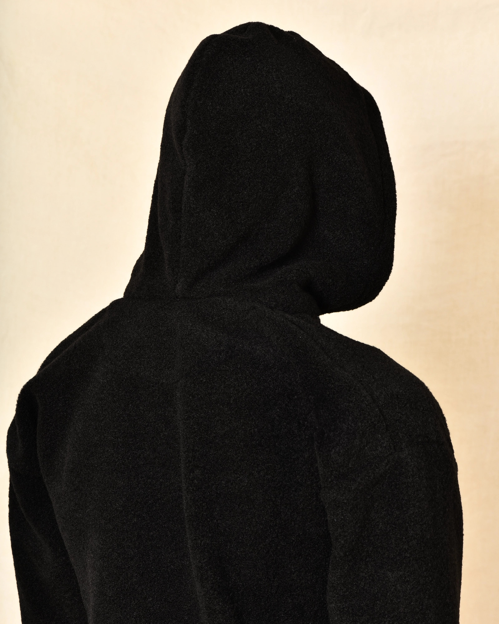 Sweat à capuche zippé en tissu bouclette noir Over-D