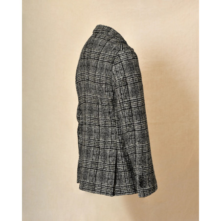 Veste blazer en laine à carreaux gris Outfit