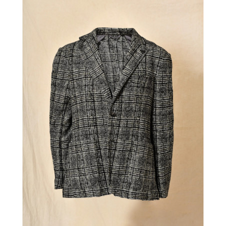 Veste blazer en laine à carreaux gris Outfit