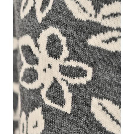 Pull en maille gris à imprimé floral blanc Over-D