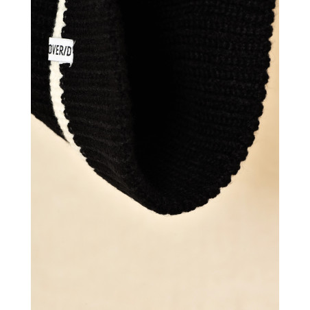 Bonnet en laine noir à bordure contrastante Over-D