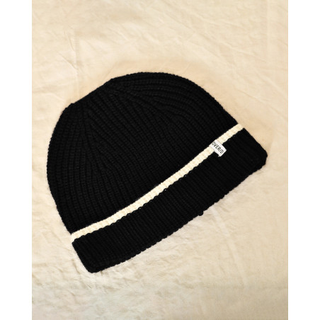 Bonnet en laine noir à bordure contrastante Over-D