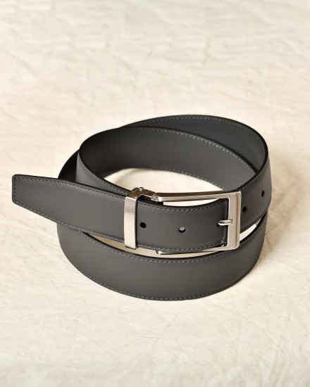 Ceinture en cuir lisse grise réglable Falorni
