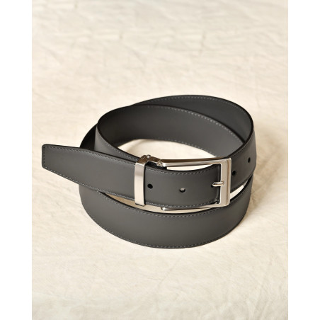 Ceinture en cuir lisse grise réglable Falorni