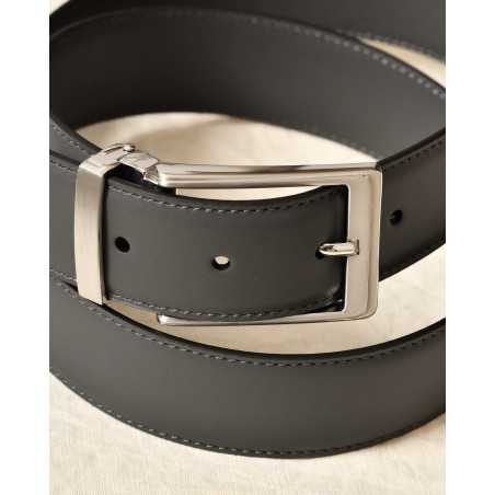 Ceinture en cuir lisse grise réglable Falorni