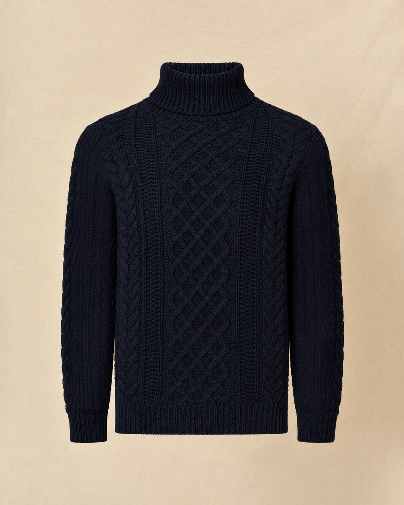 Pull en laine à col roulé bleu Over-D