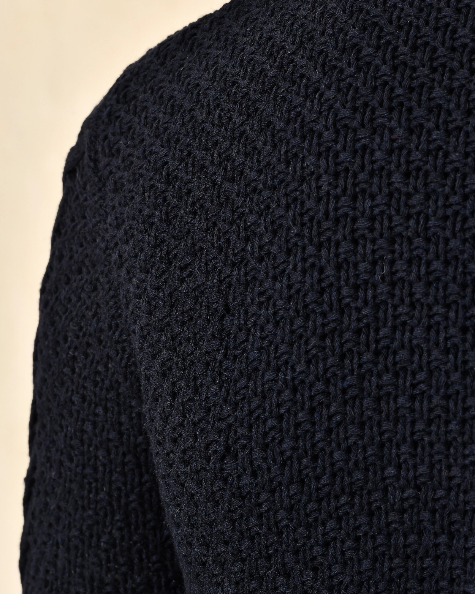 Pull en laine à col roulé bleu Over-D