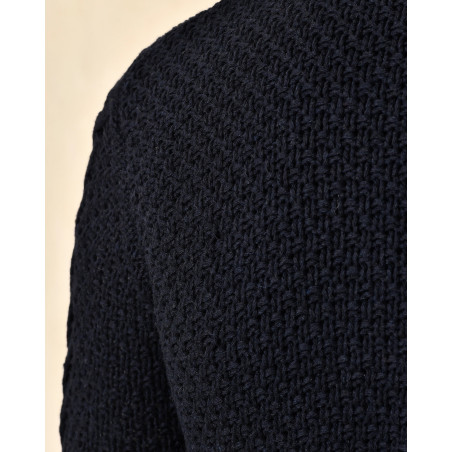 Pull en laine à col roulé bleu Over-D