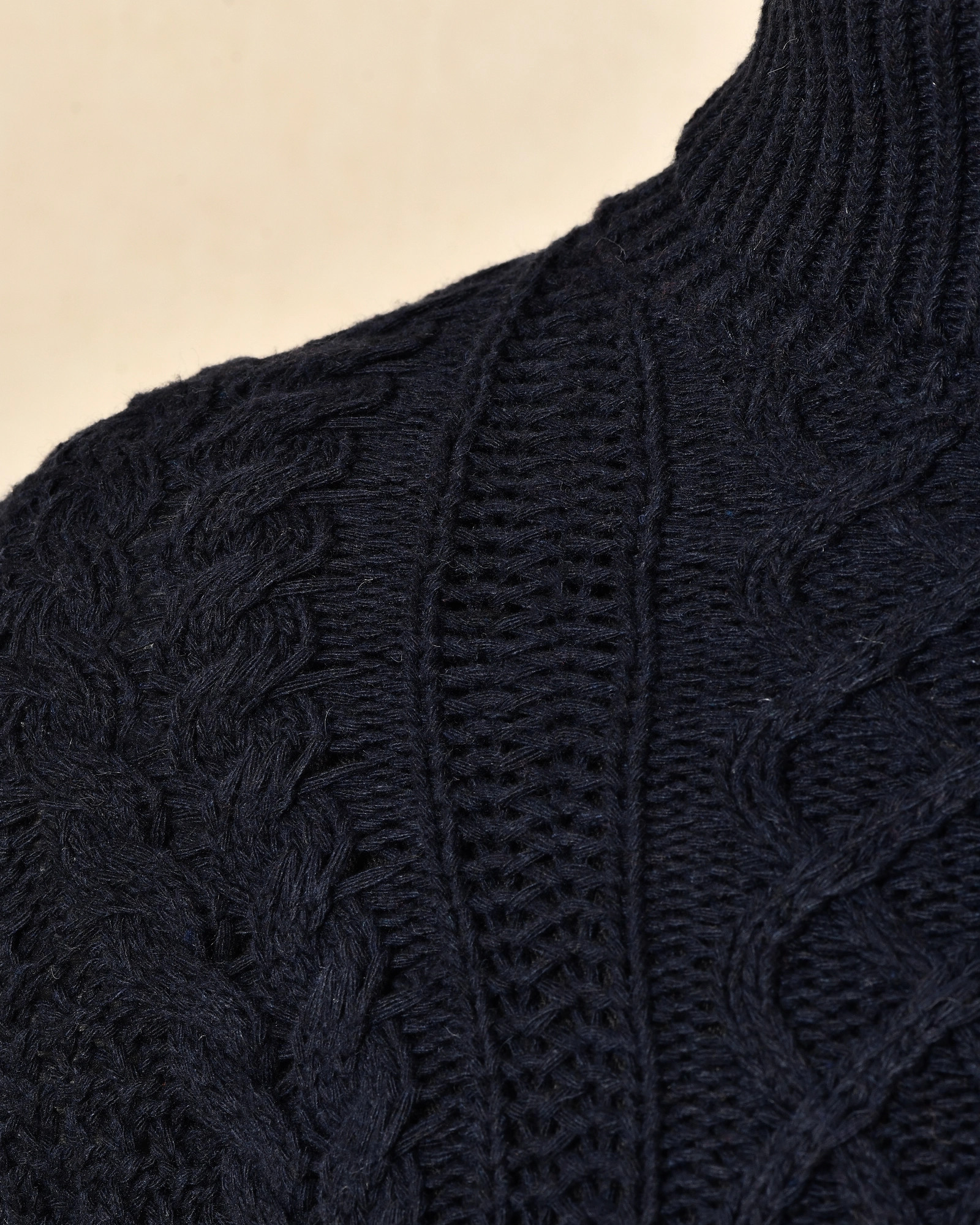 Pull en laine à col roulé bleu Over-D