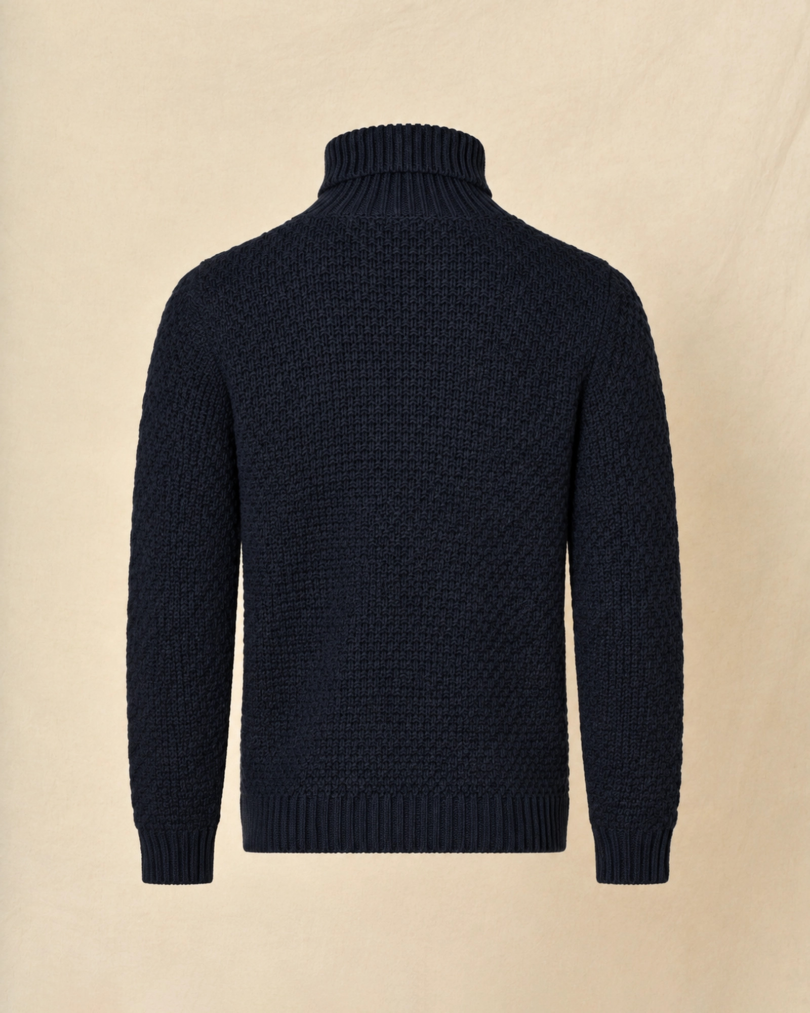 Pull en laine à col roulé bleu Over-D