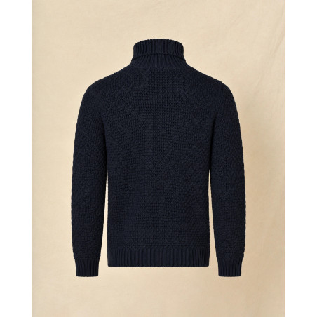 Pull en laine à col roulé bleu Over-D
