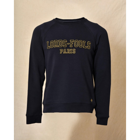 Sweat-shirt bleu à logo brodé contrastant Lords & Fools