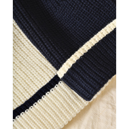 Bonnet en laine bleu à bordure contrastante Over-D