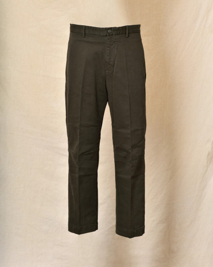 Pantalon à fines rayures kaki Telacruda