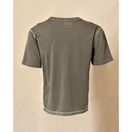 T-shirt kaki à imprimé graphique et surpiqûres contrastantes Front Street