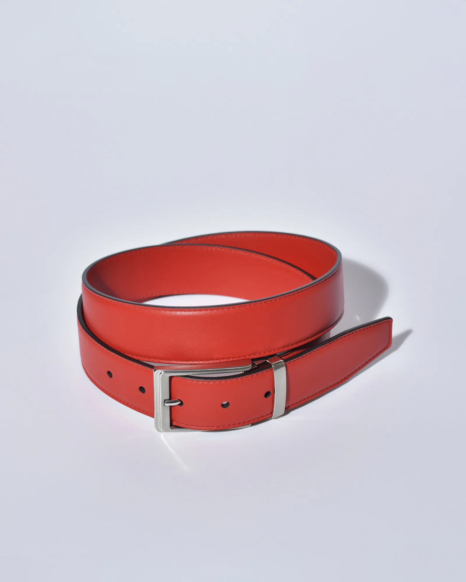 Ceinture en cuir lisse rouge réglable Falorni