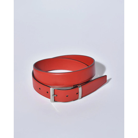 Ceinture en cuir lisse rouge réglable Falorni