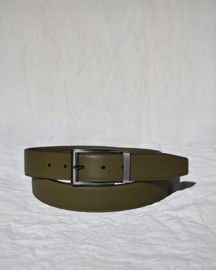 Ceinture bleue en cuir grainé réglable Falorni